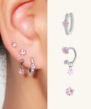 Dreamy Pink Star Earrings Set