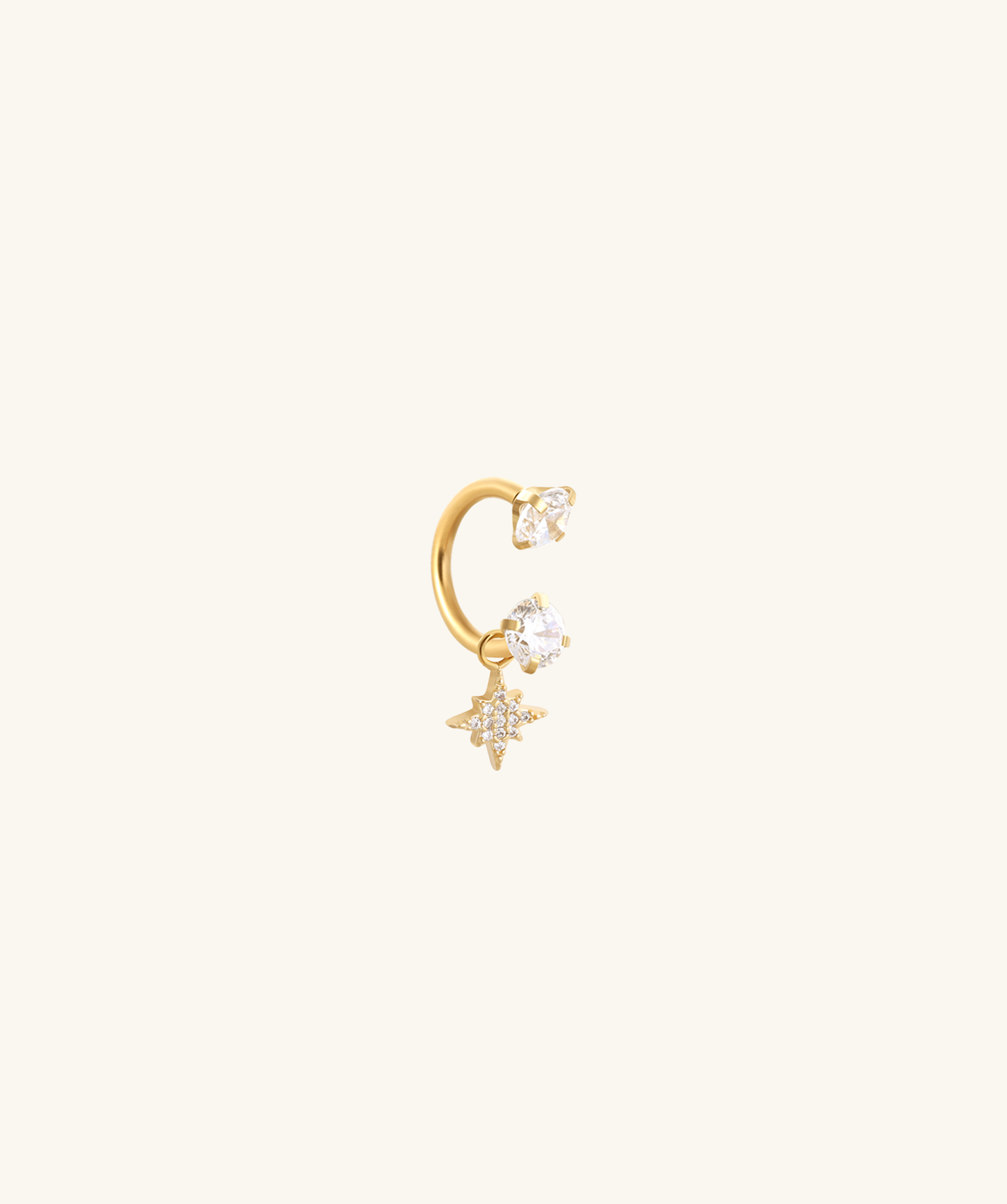 Starlet Drop Horseshoe Ring - Stainless Steel - Upper Lobe, Lip - Oumo Jewelry