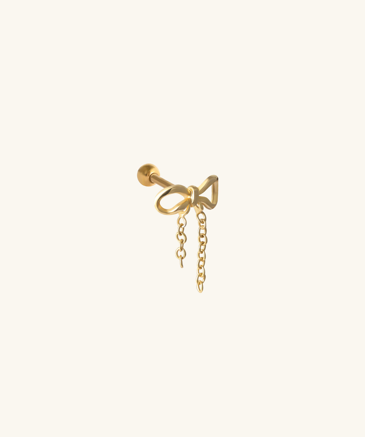 Sweet Bow Chain Drop - Stainless Steel - Upper Lobe, Helix, Flat - Oumo Jewelry
