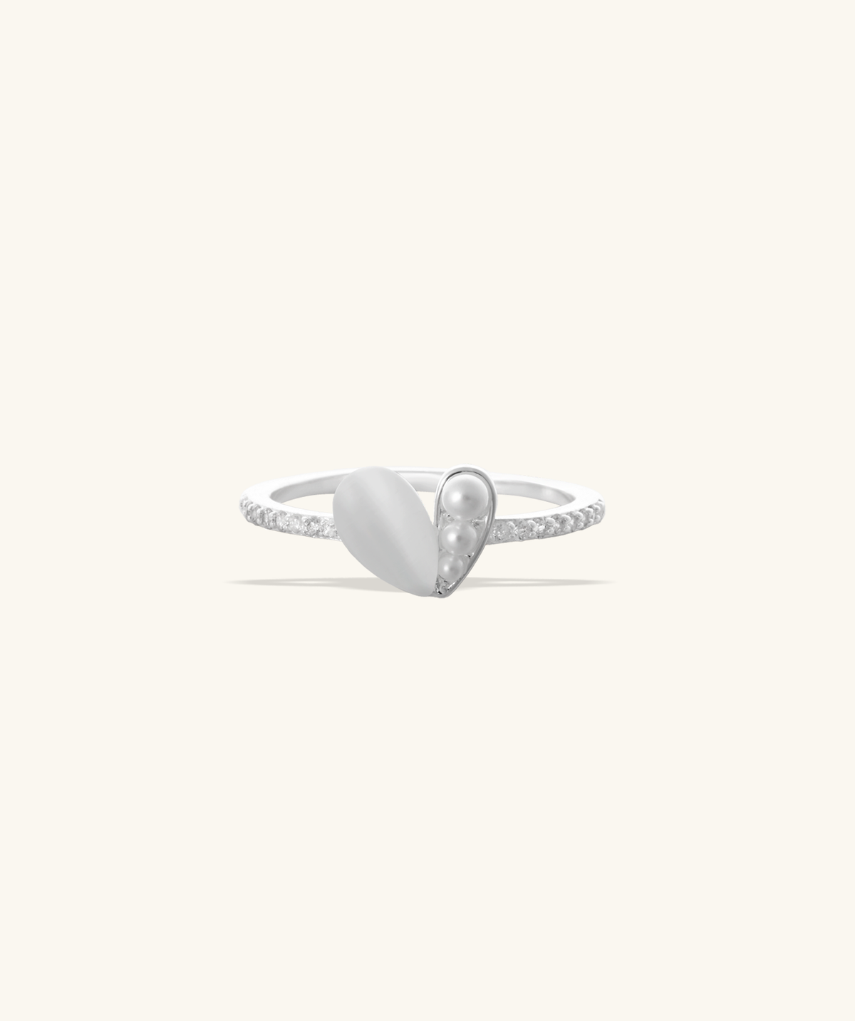 Pearl Heart Ring - Brass - Oumo Jewelry