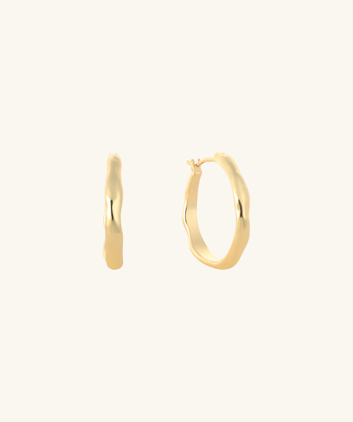 Wave Hoops - Brass - Oumo Jewelry