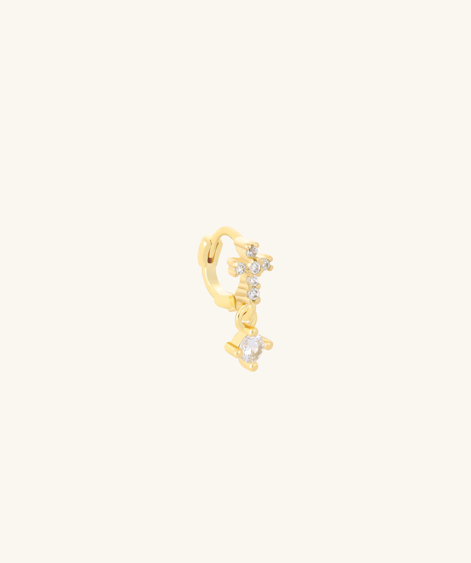 Gem Cross Hoop - OumoJewelry