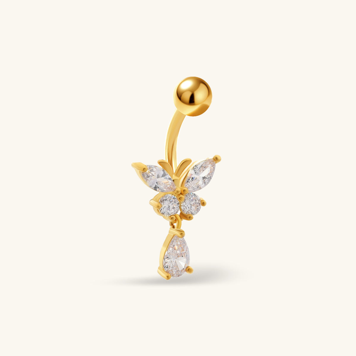 Lilie Butterfly Belly Ring - Stainless Steel - Navel - Oumo Jewelry