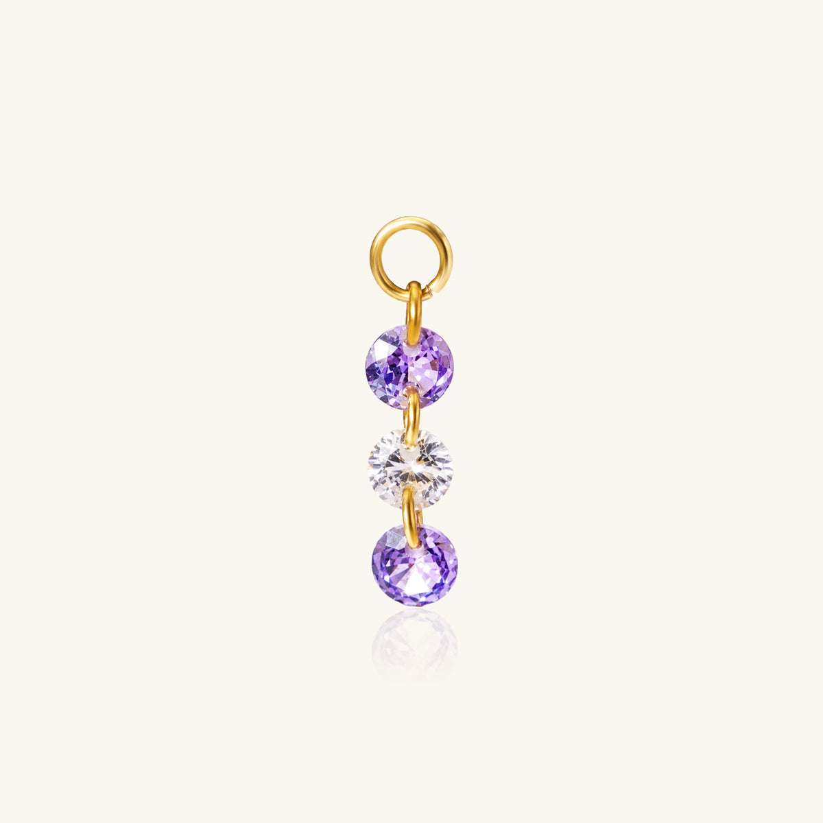 Three Round CZ Charm Drop - Stainless Steel - Oumo Jewelry
