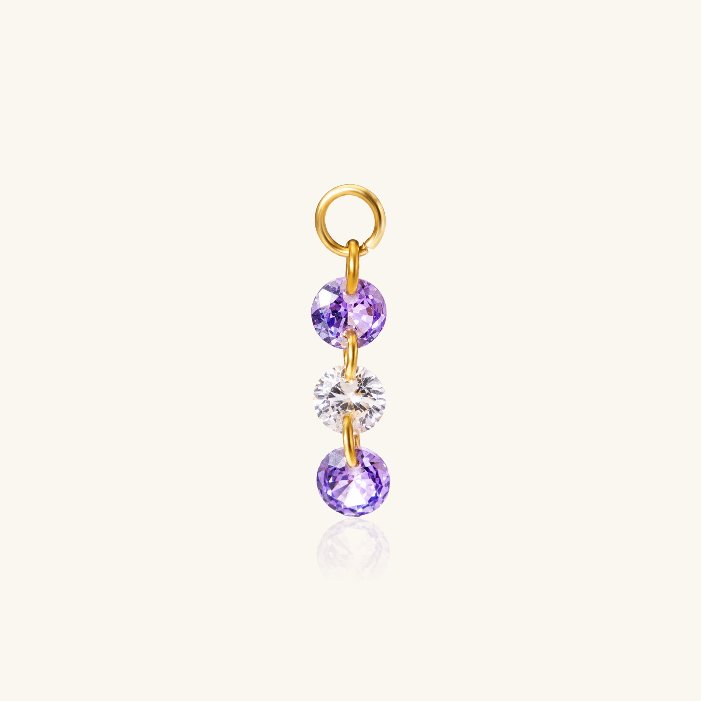 Three Round CZ Charm Drop - OumoJewelry