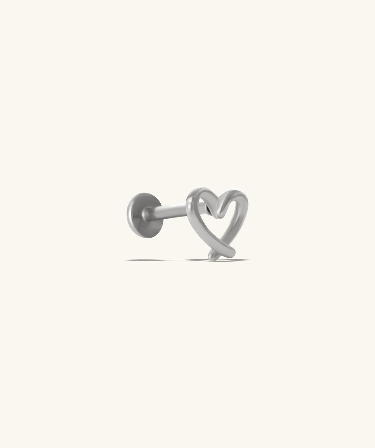Hollow Heart Flatback Stud - Stainless Steel - Helix, Upper Lobe, Conch - Oumo Jewelry