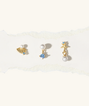 Dreamy Pearl Charm Earrings Set - Sterling Silver 925 - Oumo Jewelry