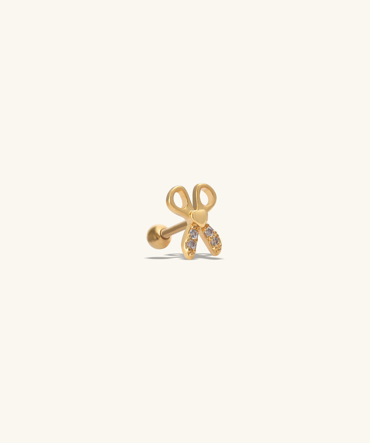 Love Scissors Stud - Stainless Steel - Upper Lobe, Helix - Oumo Jewelry
