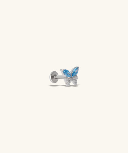 Titanium Charm Butterfly Flatback Stud