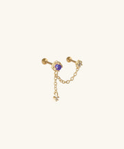 Mystery Opal Chain Earring - Stainless Steel - Lobe, Upper Lobe - Oumo Jewelry