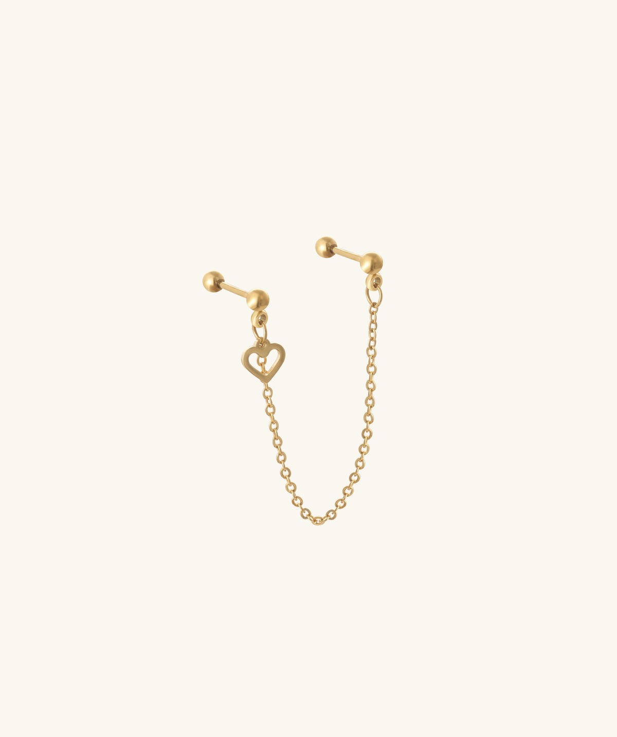 Heart Drop Chain - Stainless Steel - Lobe, Upper Lobe - Oumo Jewelry