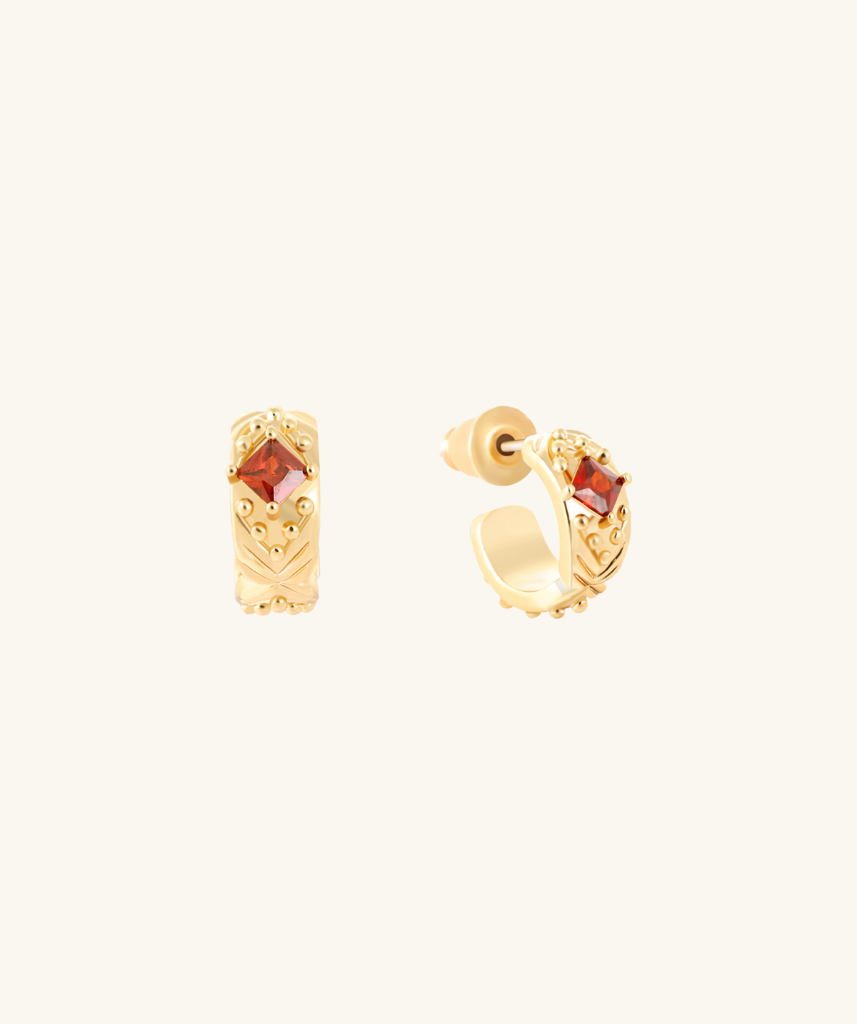 Ember Crown Hoops - Brass - Oumo Jewelry