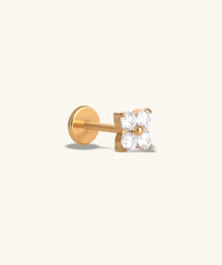 Titanium Lovely Flower Flatback Stud