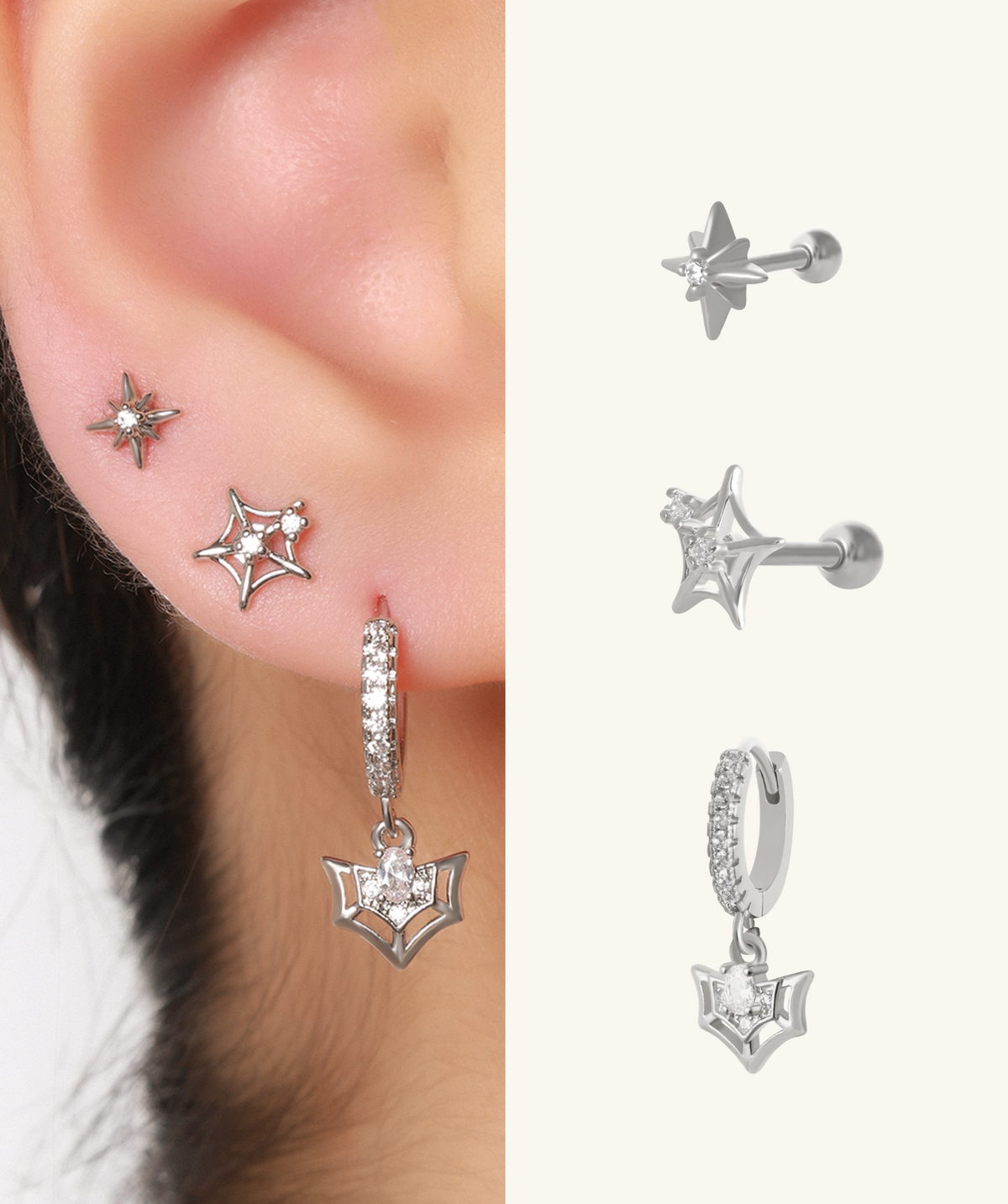 Spiderlight Trio Set - Brass - Oumo Jewelry