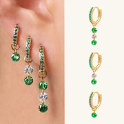 Alora Green Hoop Set - Brass - Lobe, Upper Lobe - Oumo Jewelry