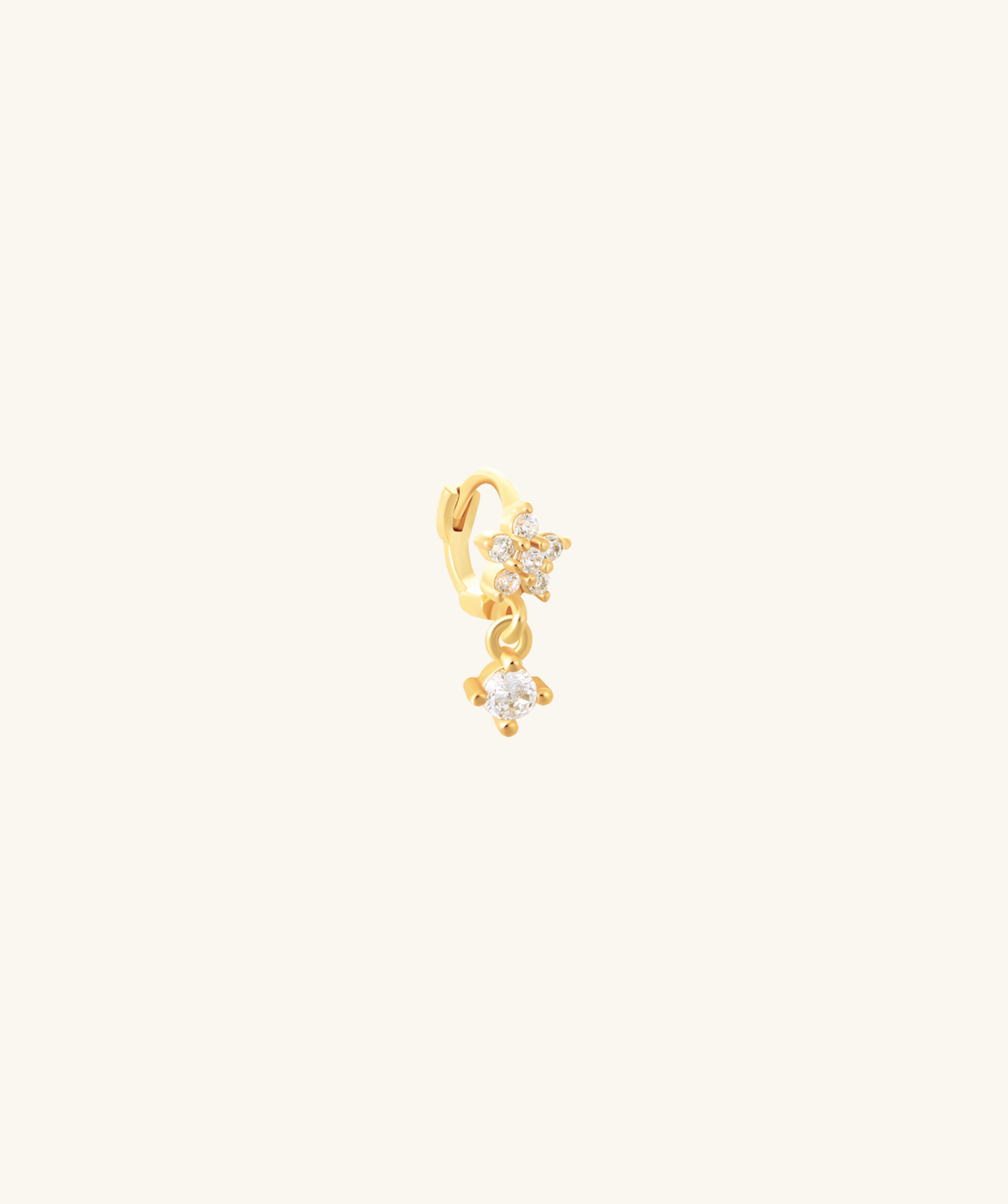 Petite Flower Helix Hoop - Brass - Helix, Upper Lobe - Oumo Jewelry