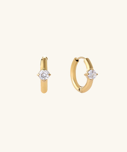 Round Minimalist Gemstone Hoop Earrings