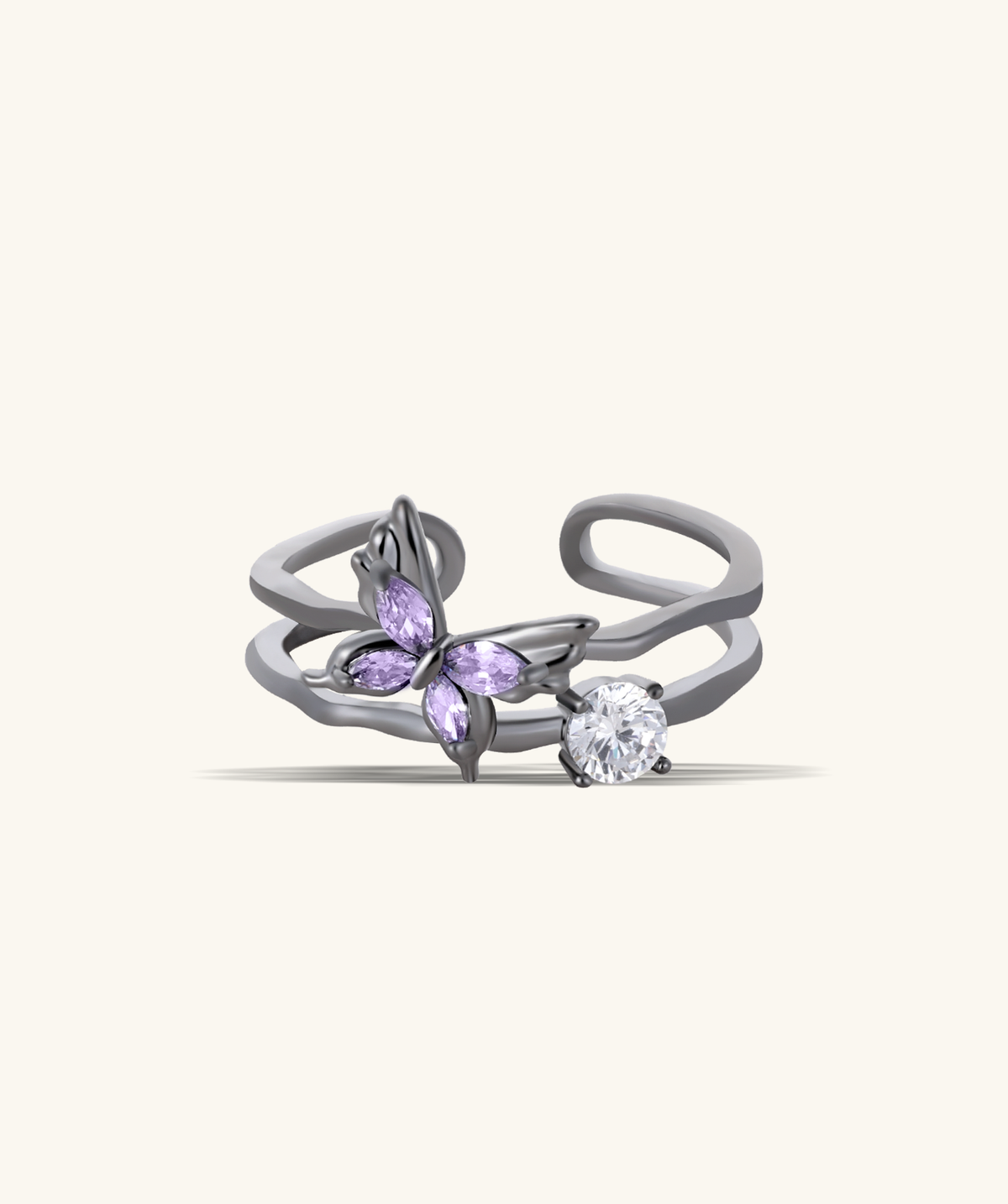 Gem Butterfly Ring - Brass - Oumo Jewelry