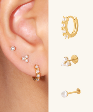 Titanium Pearl Earrings Set