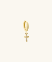 Delicate Cross Drop - Brass - Upper Lobe - Oumo Jewelry