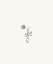 Elin Heart Drop Stud - Stainless Steel - Helix, Lobe, Upper Lobe - Oumo Jewelry