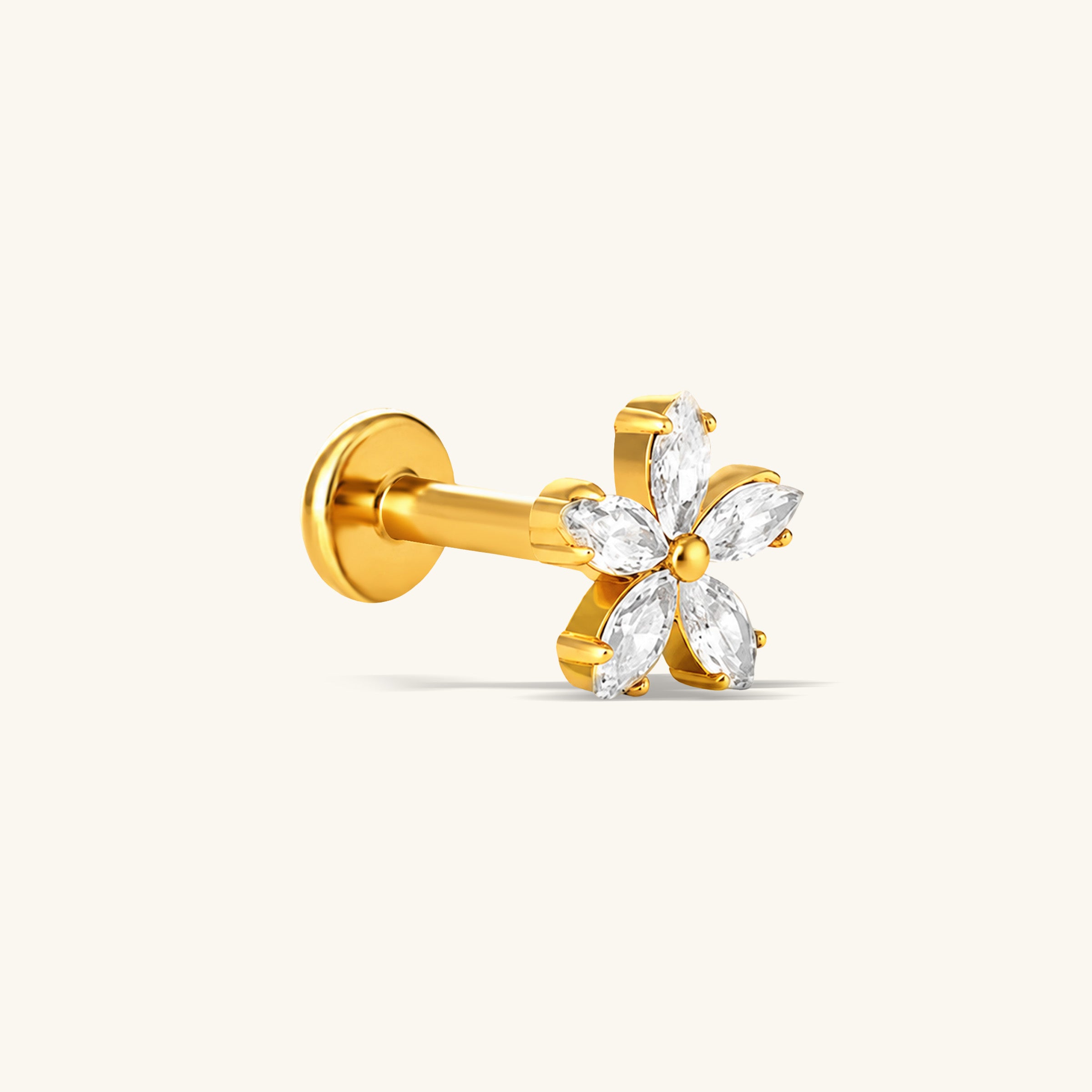 Titanium Dazzling Flower Flatback Stud