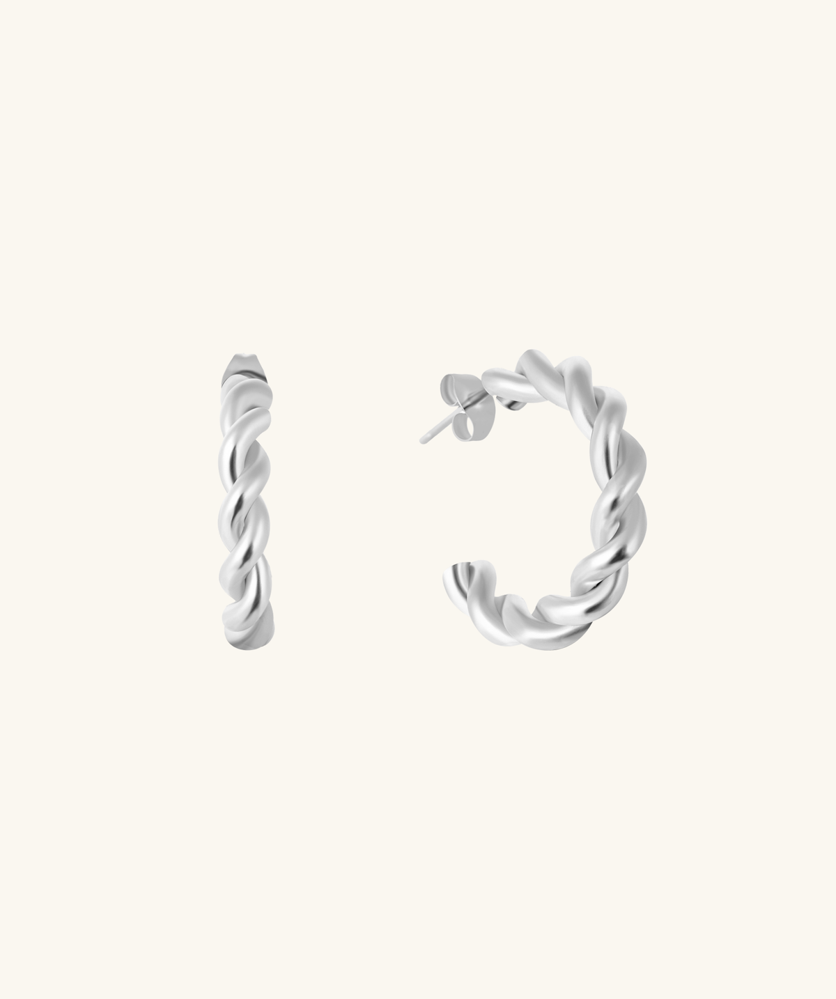 Twist Huggie Hoops - Stainless Steel - Oumo Jewelry
