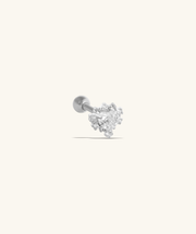 Luxury Heart Stud - Stainless Steel - Upper Lobe, Helix - Oumo Jewelry