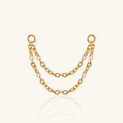 Titanium Double Chain Charm Drop - Titanium - Oumo Jewelry