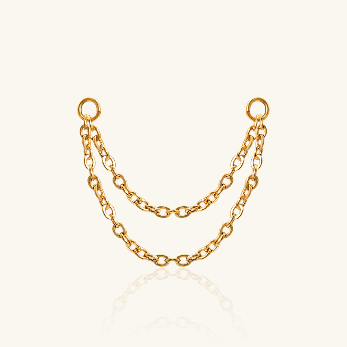 Titanium Double Chain Charm Drop - Titanium - Oumo Jewelry