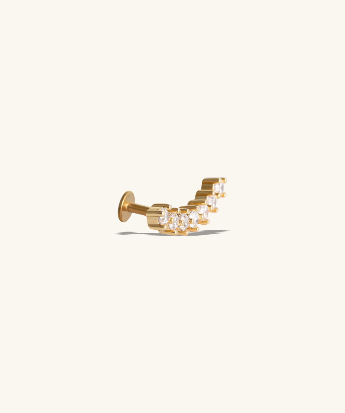 Gems Flat Back Stud - Stainless Steel - Helix, Upper Lobe, Flat - Oumo Jewelry