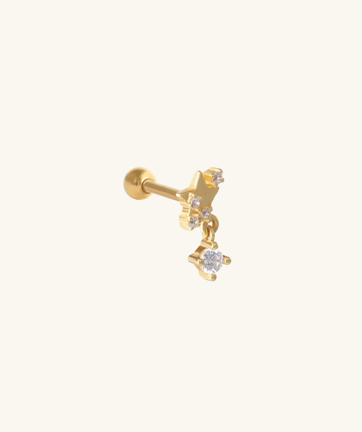 Twinkling Star Drop - Stainless Steel - Upper Lobe, Flat - Oumo Jewelry
