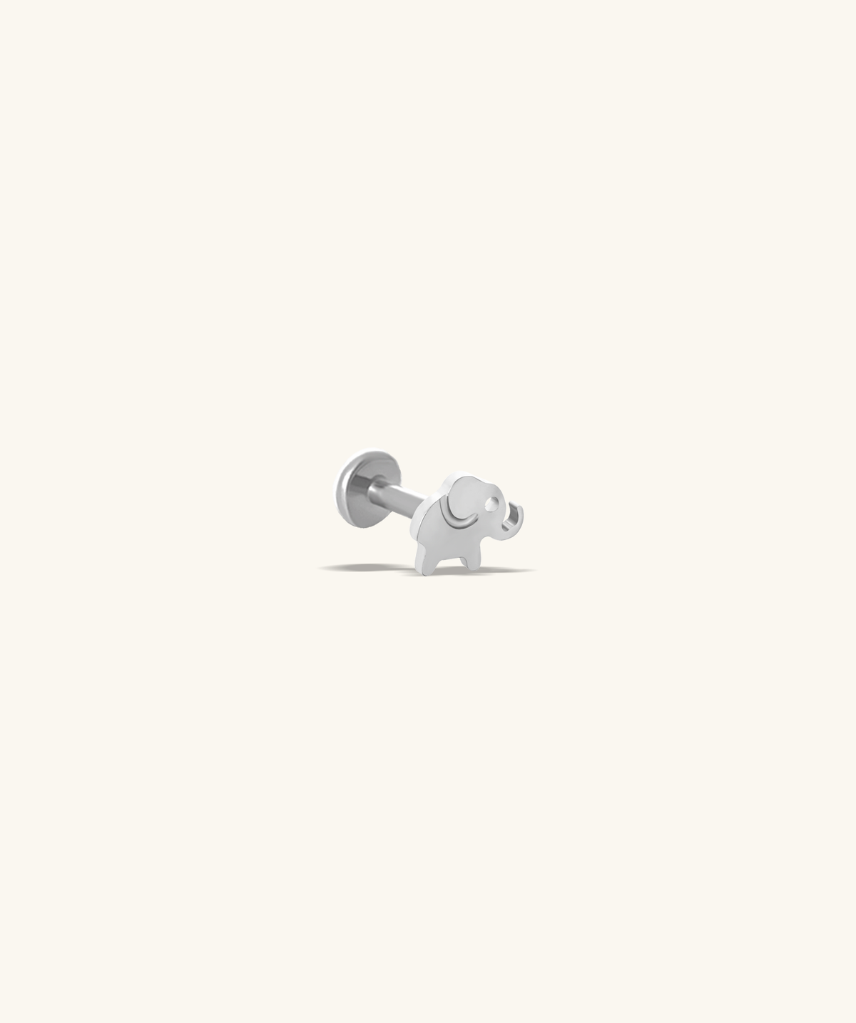 Titanium Elephant Flatback Stud - Titanium - Helix, Upper Lobe, Conch - Oumo Jewelry