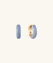 Blue Enamel Hoops - Brass - Oumo Jewelry