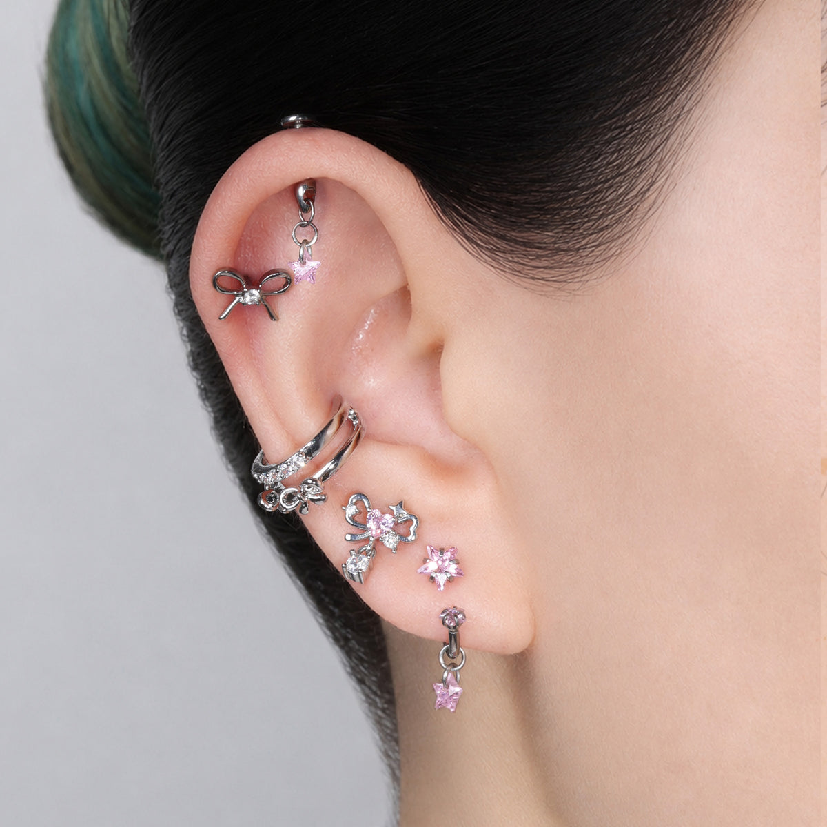 Titanium Star Vertical Helix Flatback Stud - Titanium - Vertical Helix - Oumo Jewelry