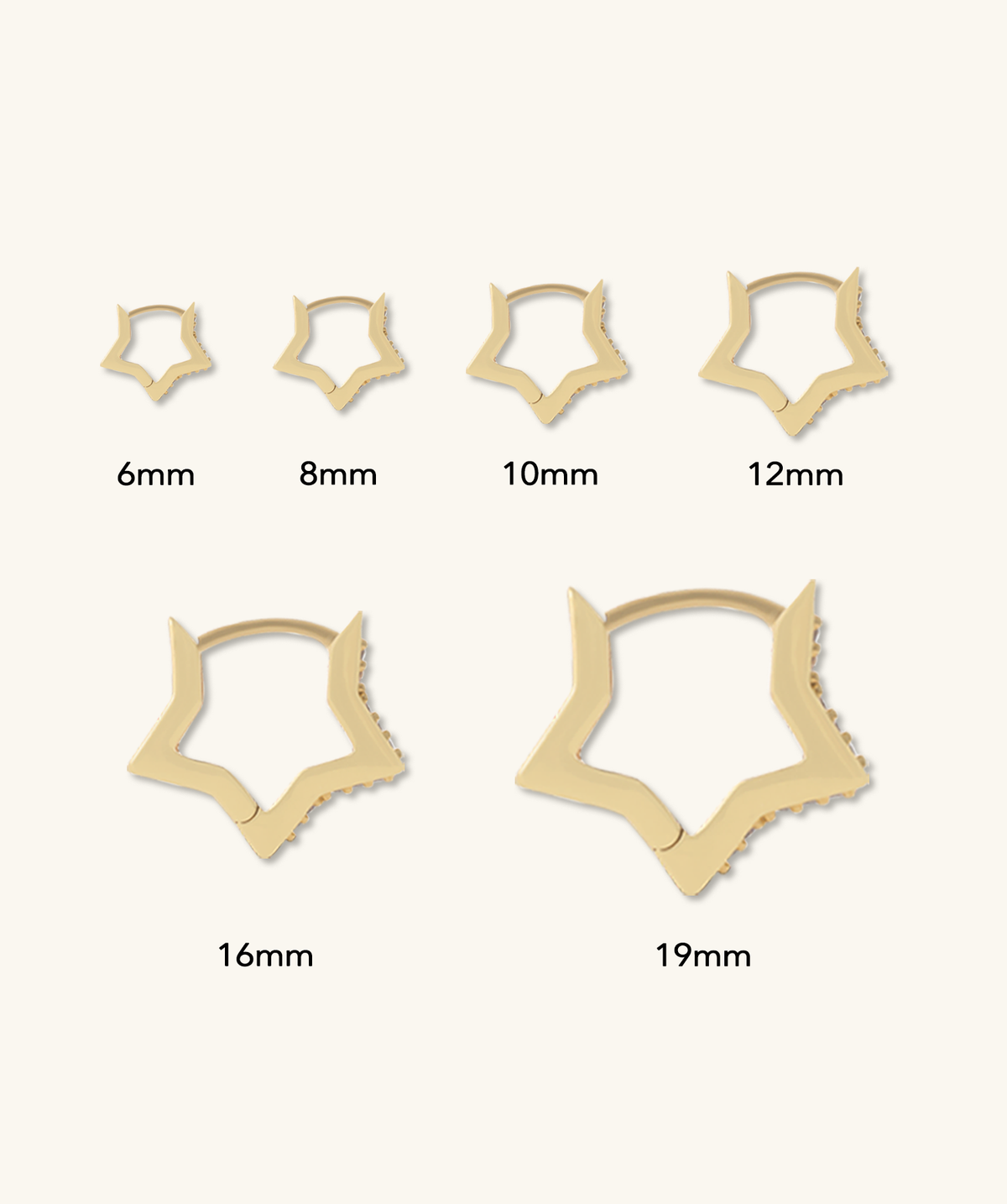 Star Helix Hoop - Brass - Lobe, Upper Lobe, Helix - Oumo Jewelry