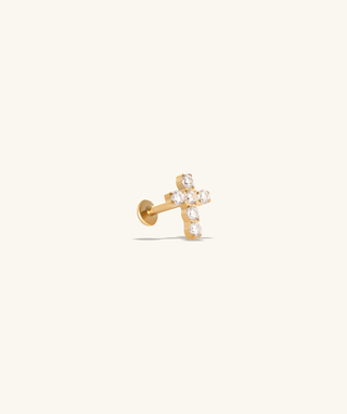 Titanium Cross Gems Flatback Stud - OumoJewelry