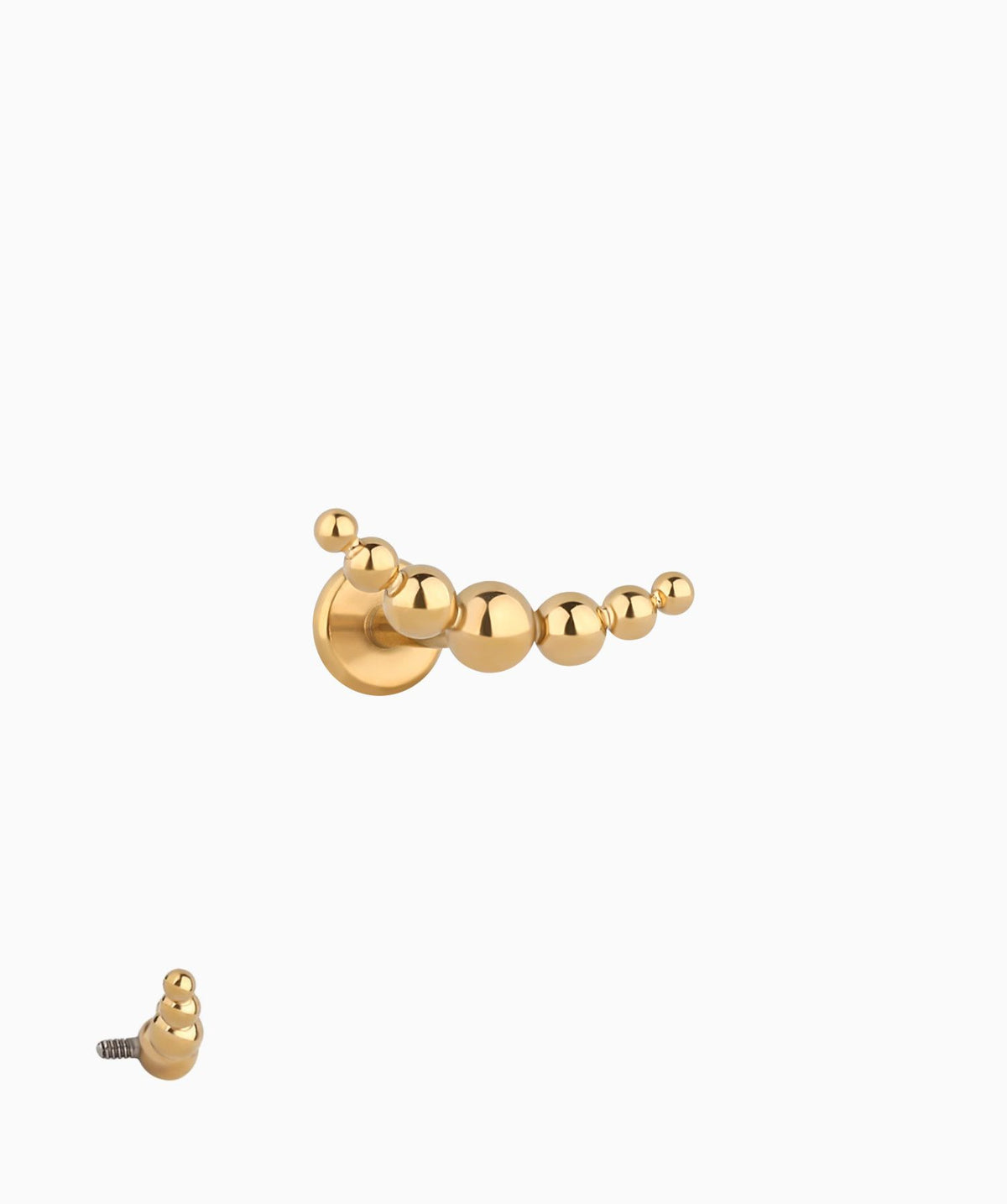 Curved Ball Flatback Stud - Stainless Steel - Helix, Upper Lobe, Flat - Oumo Jewelry