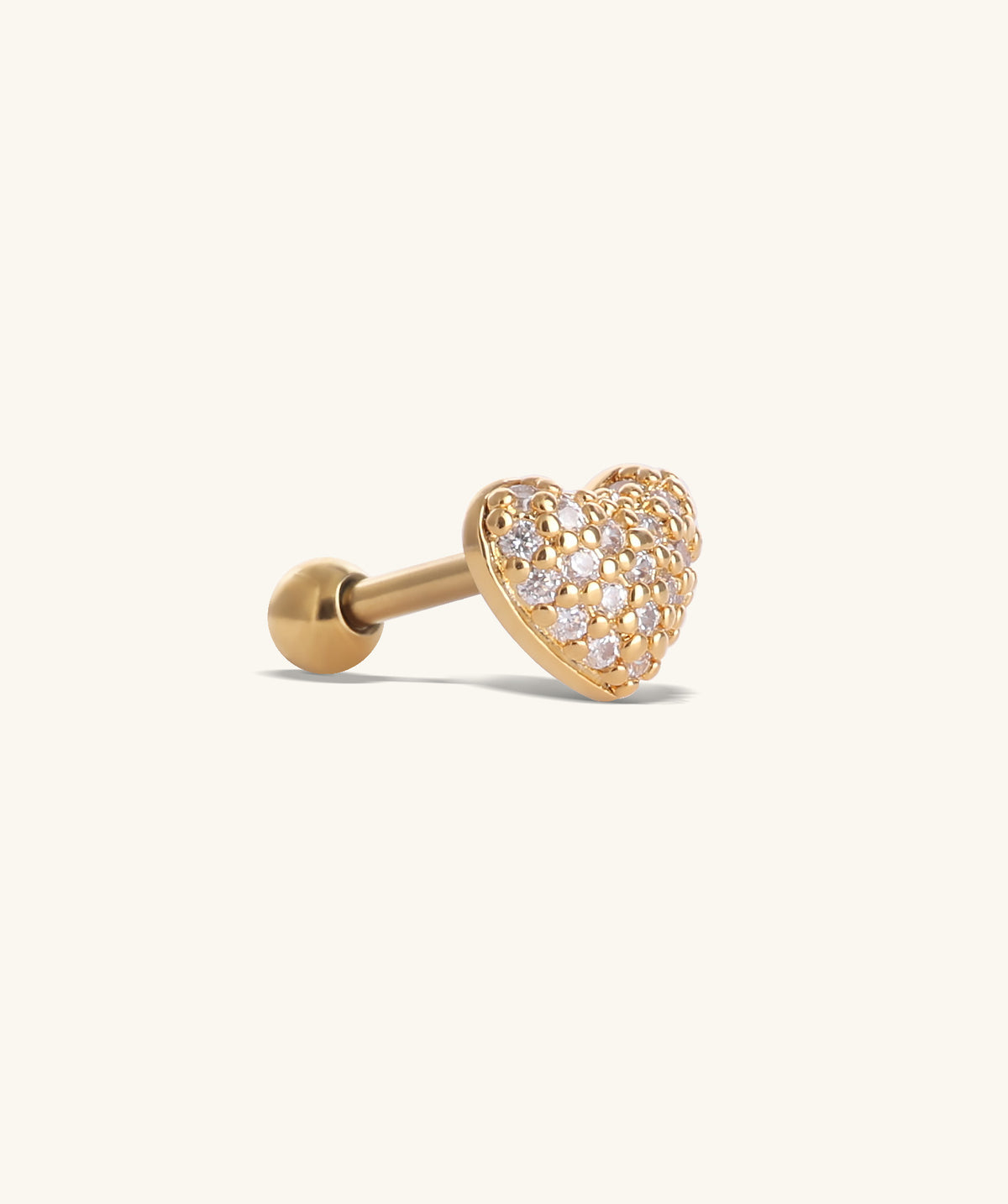 Radiant Puffed Heart Stud - Stainless Steel - Upper Lobe, Helix - Oumo Jewelry