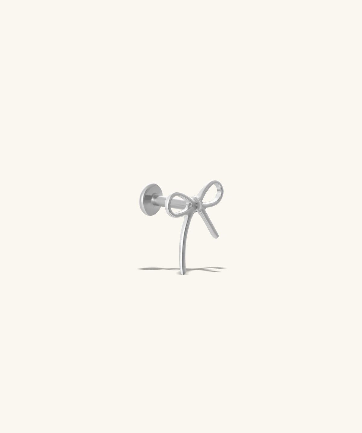 Titanium Playful Bow Threadless Flatback Stud - Titanium - Helix, Upper Lobe, Flat - Oumo Jewelry