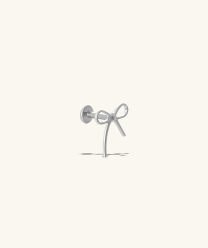 Titanium Playful Bow Flatback Stud