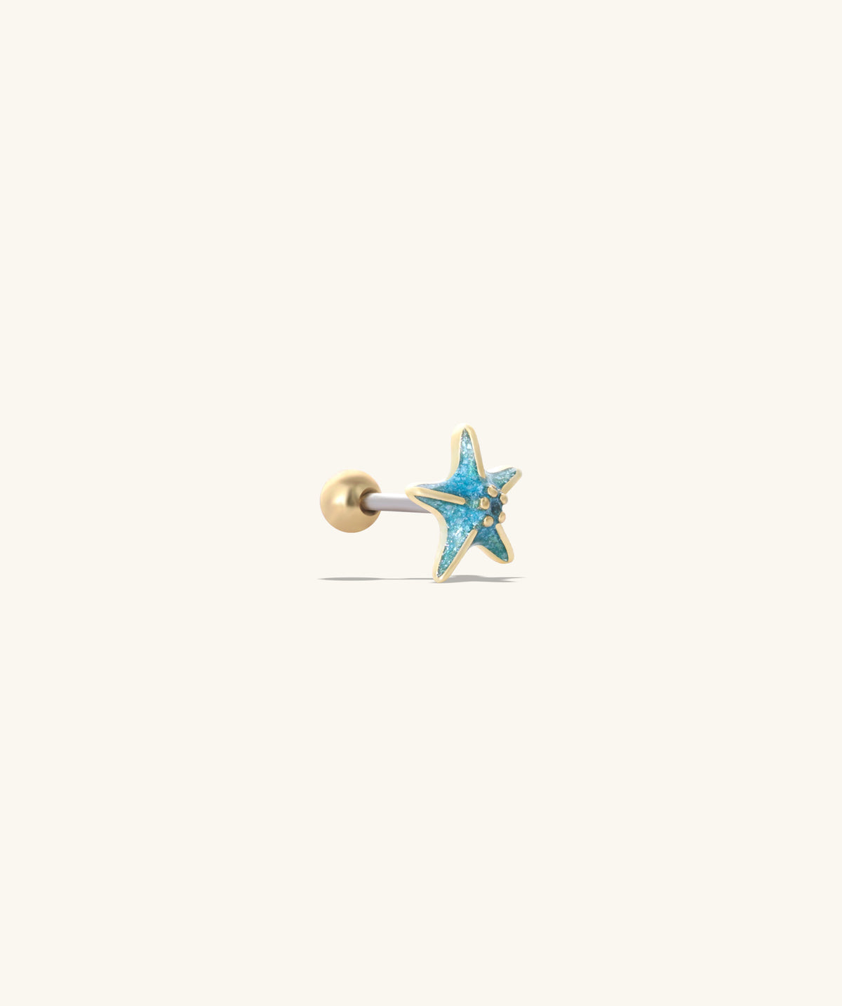 Enamel Starfish Stud - Stainless Steel - Upper Lobe, Helix, Flat - Oumo Jewelry