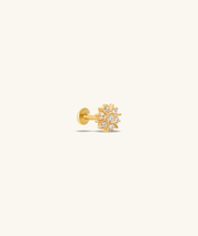 Titanium Exquisite Flower Flatback Stud - Titanium - Helix, Upper Lobe, Conch - Oumo Jewelry
