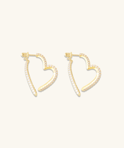 Open Heart Pavé Earrings - Brass - Oumo Jewelry