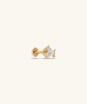 Titanium Love Fish Flatback Stud - Titanium - Helix, Upper Lobe, Conch - Oumo Jewelry