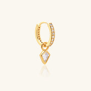 Etta Charm Drop Hoop - Brass - Lobe - Oumo Jewelry