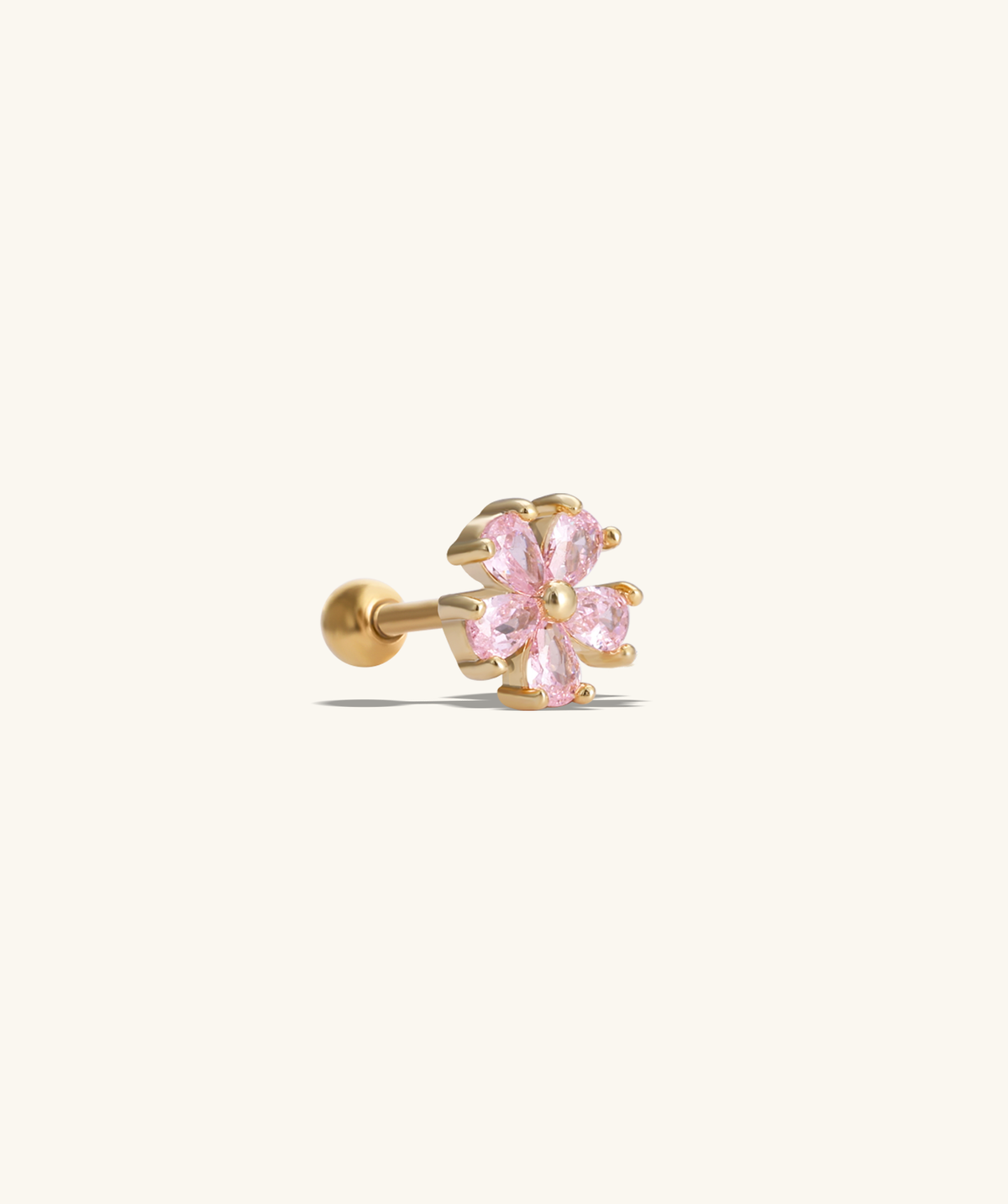 Pink Flower Stud - Stainless Steel - Upper Lobe, Helix - Oumo Jewelry