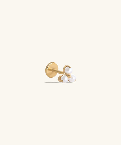 Titanium Elegant Pearl Flatback Stud