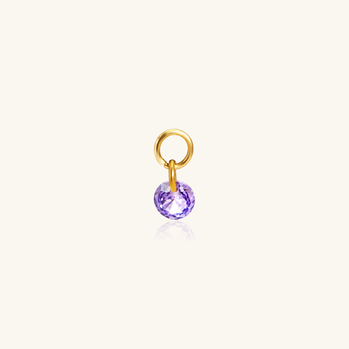 Single Round CZ Charm Drop - Stainless Steel - Oumo Jewelry