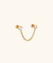 Sparkling Star Chain Earring - Stainless Steel - Lobe, Upper Lobe - Oumo Jewelry